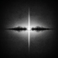 Wall Mural - abstract black and white waveform design with center light