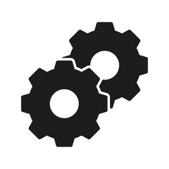 Poster - Two Interlocking Gears Solid Icon. Mechanical Engineering, Process Optimization, And Industrial Automation Silhouette Symbol. Machinery And Efficiency. Isolated Vector Illustration