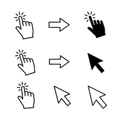 Fototapete - Collection of cursor icons including hand pointer and arrow in black and white