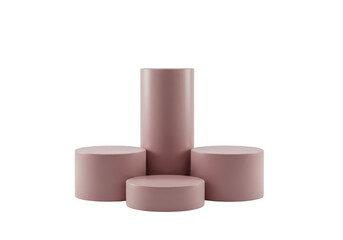 Poster - A set of pink geometric pedestals are arranged for display, isolated on a transparent background