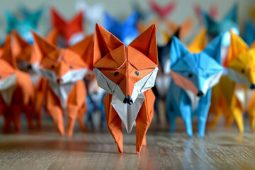 Poster - Creative and beautiful origami fox generative ai design
