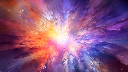 Aufkleber - Vibrant Fractal Burst: An Explosion of Color and Light Abstract Design