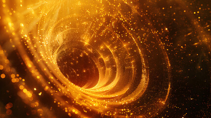 Aufkleber - Abstract golden vortex background with glowing particles and light trails