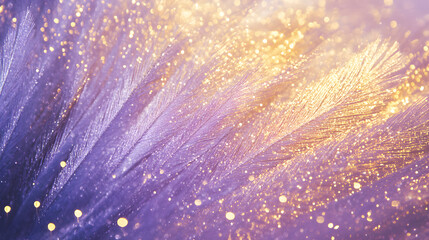 Poster - Dreamy feather background with golden glitter, perfect for festive and elegant designs