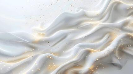 Poster - Elegant White Silk Fabric with Golden Glitter Sparkles - Luxurious Abstract Background
