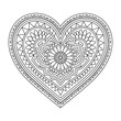 © siful art - A black and white mandala heart illustration vector style coloring page