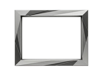 Poster - A modern, geometric silver picture frame with a brushed metal finish, isolated on white isolated on transparent background