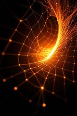 Leinwandbilder - Digital network pattern with glowing lines and nodes forming a spiral design in dark background