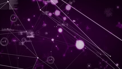 Poster - Purple backdrop displaying nodes materializing linking with pulsing glows updating data overlays