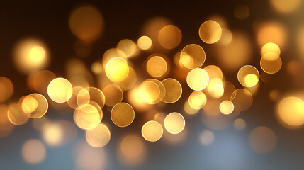 Poster - A captivating blend of warm golden bokeh lights against a soft background, perfect for adding a festive touch to any design.