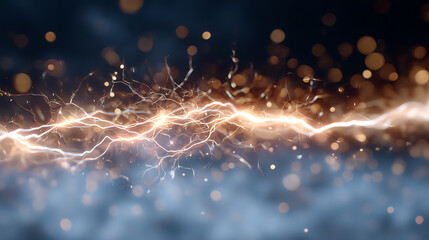 Poster - A dynamic display of electric energy, featuring vibrant lightning bolts amidst a blurred background of light and color.