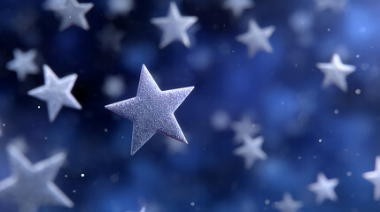 Poster - A mesmerizing view of shimmering stars against a deep blue background, evoking a sense of wonder and tranquility.