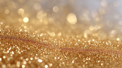 Poster - A sparkling close-up of gold glitter, creating a mesmerizing and glamorous background for various creative projects.