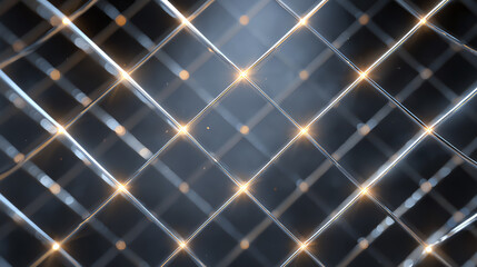 Poster - A stunning abstract grid pattern with softly glowing stars against a dark background, perfect for digital design or backgrounds.