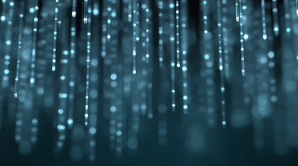 Poster - Abstract close-up view of shimmering light particles, creating a stunning visual effect in a digital landscape.