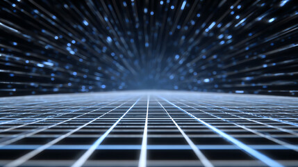 Aufkleber - Abstract grid and light visualization, representing speed and digital innovation in a futuristic design.