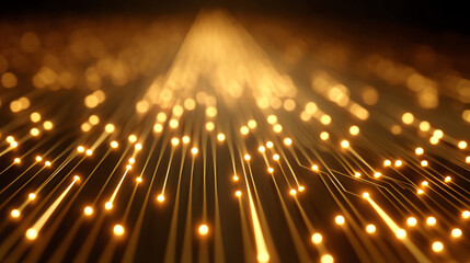 Poster - Abstract image featuring luminous golden lines creating a sense of movement and energy, ideal for technology and innovation themes.