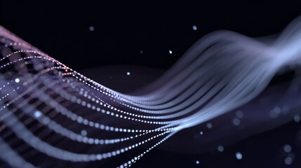 Aufkleber - Abstract wave patterns with dotted lines and glowing particles create a futuristic digital landscape in vivid colors.