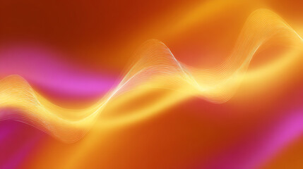 Poster - An abstract background featuring vibrant hues of orange, pink, and yellow with smooth wavy lines creating a dynamic visual effect.