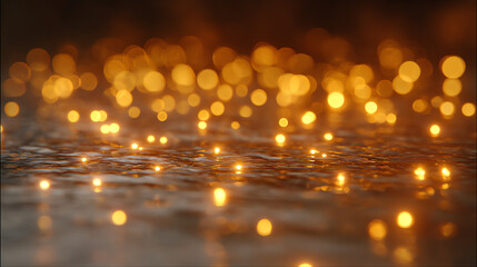 Poster - Glistening golden light reflections on a serene surface, creating a dreamy and soothing atmosphere for any creative project.