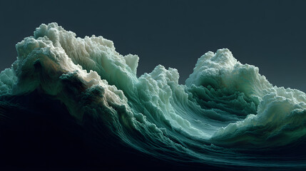 Poster - A green wave with a dark background. The wave is very long and has a lot of detail