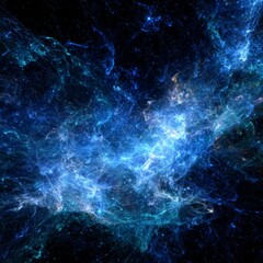 Wall Mural - Abstract Cosmic Nebula With Glowing Blue Patterns