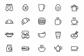 Wall Mural - A soft, inviting collection capturing cozy morning kitchen moments – perfect for food illustrators, recipe creators, or journals