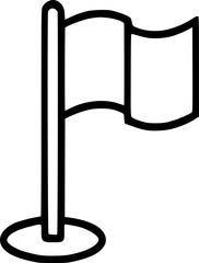 Poster - Illustration of a simple flag on a pole with a base in black outline on a white background view