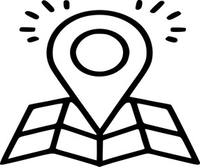 Poster - Illustration of a map with a location pin and radiating lines indicating a highlighted or important spot