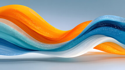 Poster - Blue and orange wave with a white background. The blue and orange colors create a sense of energy and movement