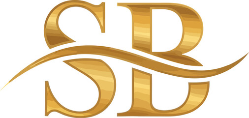 Poster - Elegant gold SB monogram on black radiates luxury, ideal for branding and sophisticated designs with a classic, professional style.