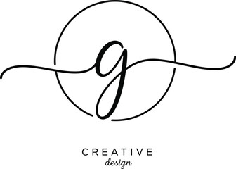 Poster - Elegant letter G initial inside a delicate circle, a stylish monogram for branding and creative projects.