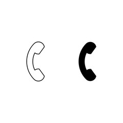 Poster - Phone call icons in black and outline styles, Ringing phone icons in black and outline styles, vector illustration.