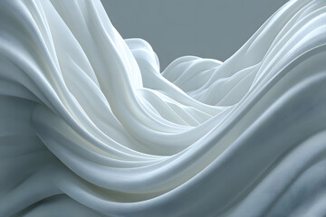 Poster - A beautiful abstract image featuring smooth white and light gray waves creating a soft and luxurious texture.