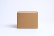 © Generative AI - Plain Brown Cardboard Box Isolated on White Background With Soft Shadow.