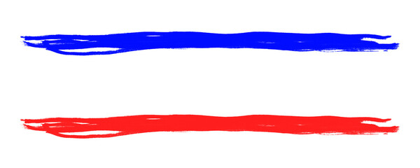 Fototapete - Blue and Red Color Marker Sketch Highlighter Line Elements for Overlay Design Isolated on a Transparent or White Background