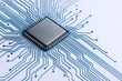 © Generative AI - Close-up of a computer processor integrated circuit with multiple connected electronic pathways.