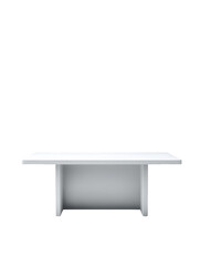 Fototapete - A stark white table with a minimalist design set against a solid black background space