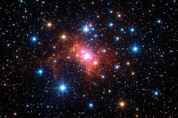 Wall Mural - Cluster of bright stars illuminating deep space in a vibrant cosmic display