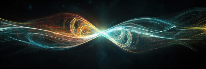 Poster - Elegant abstract graphic layout featuring swirling patterns and vibrant colors in a dark setting