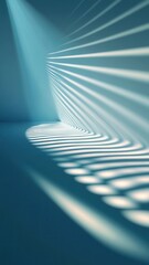 Aufkleber - Sunlight filtering through window blinds casting geometric shadows across minimalist and wall, creating stark interior light shadow pattern
