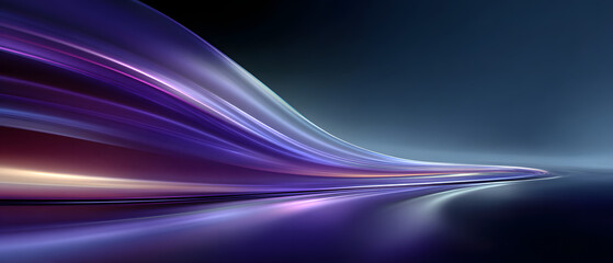 Poster - An abstract image featuring dynamic lines in purple and blue hues against a dark gradient background, creating a futuristic and sleek visual.