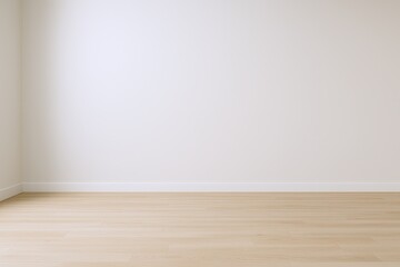 Poster - Empty Room with White Walls and Light Wooden Floor in Bright Natural Light.
