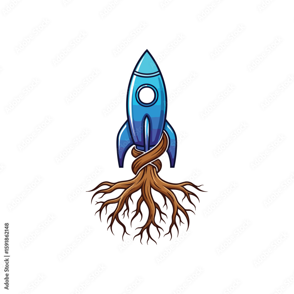 Rooted Rocket Progress. This illustration symbolizes innovation and ...