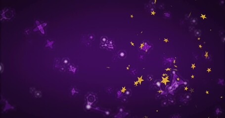 Poster - Purple fading in glowing nodes and golden stars swirling toward center showing network flow