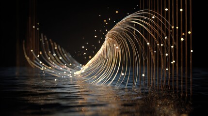 Poster - Golden lines swirl over a dark surface.