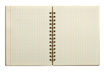 Poster - An open notebook with grid paper and a spiral binding, isolated on a transparent background