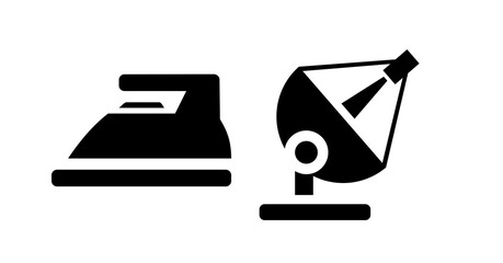 Poster - Abstract Black Icons: Iron and Satellite Dish, Minimalist Style, Technology Concept
