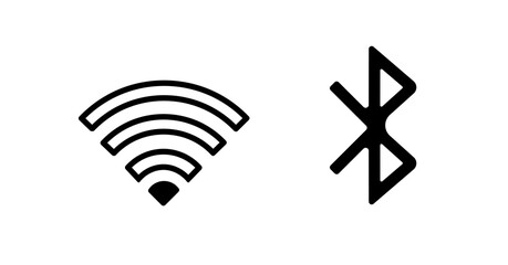 Poster - Wifi and Bluetooth Symbols: Bold Black Icons on White Background