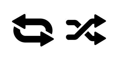 Poster - Bold Black Repeat and Shuffle Arrows:  Modern UI Interface Icons